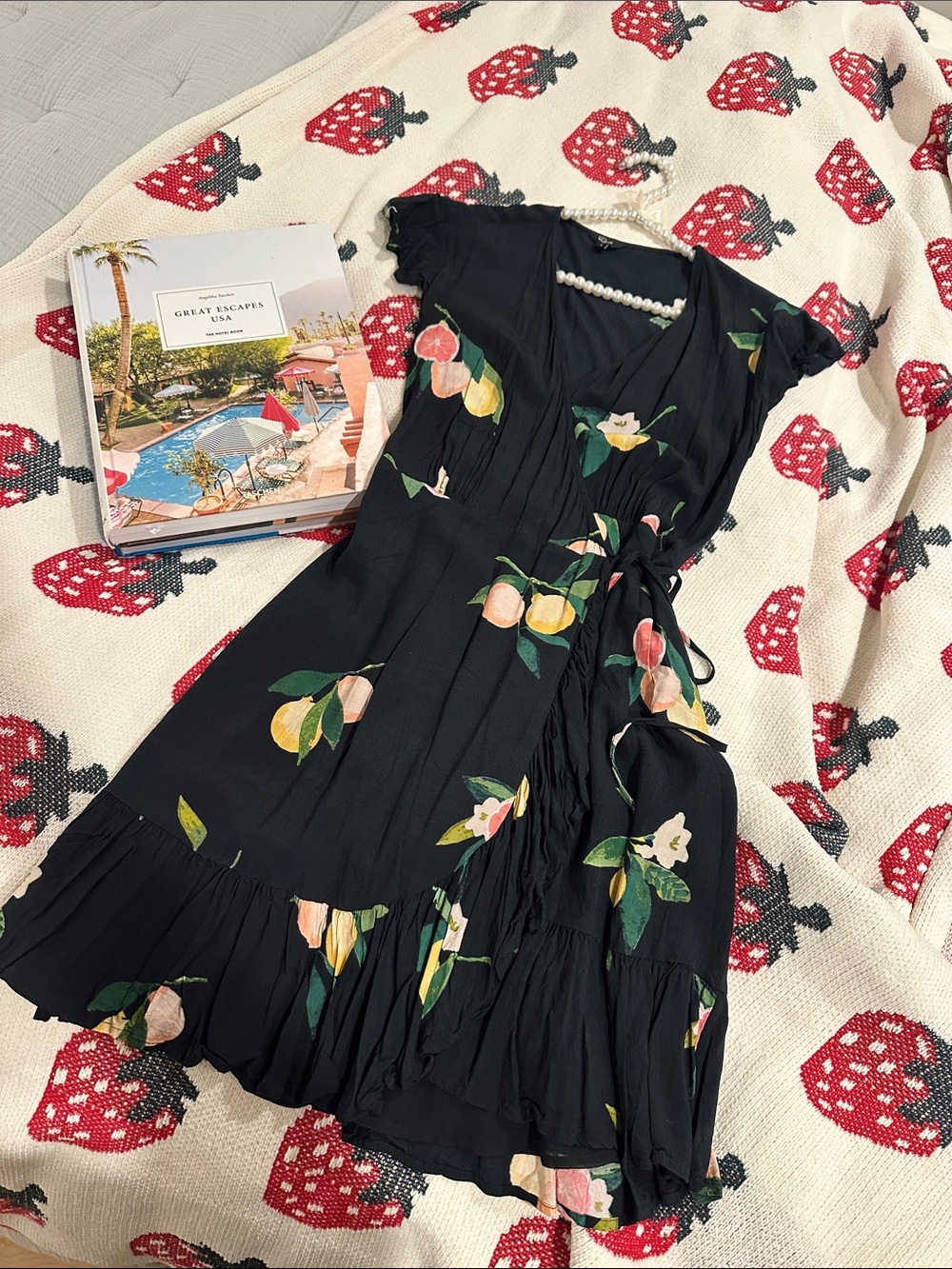 Rails Black Dress with Green Leaf Accent
